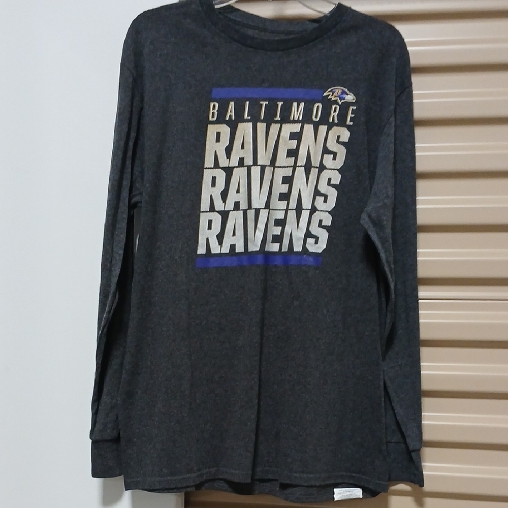 Baltimore RAVENS long Sleeve Dark Gray Majestic Tshirt